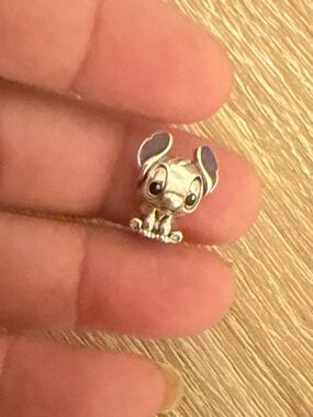 Silver-tone Cute Pup Small Pet Charm - Silver and Black